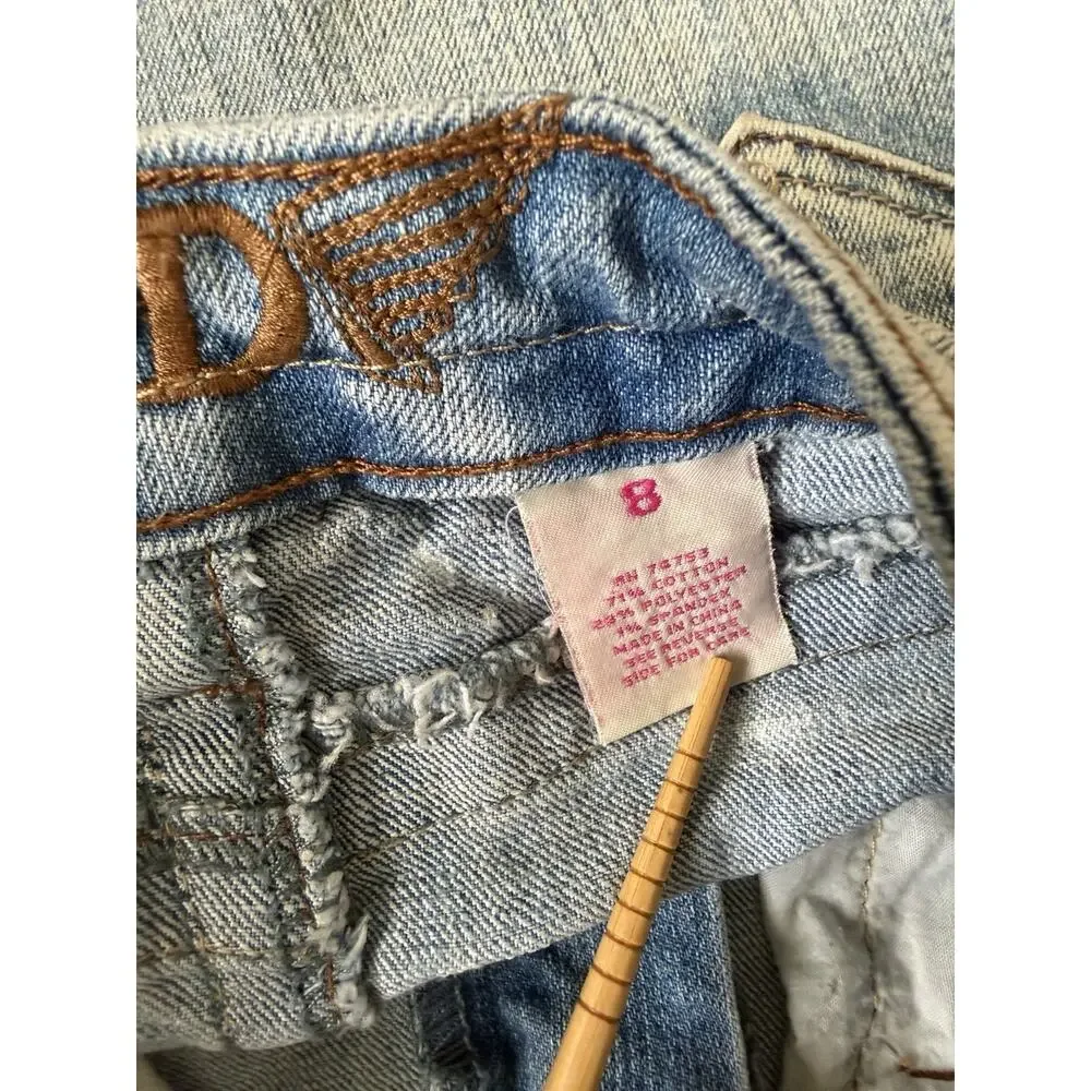 Y2K Zana Di Girls Blue Pink Butterfly Denim Skirt Size 8